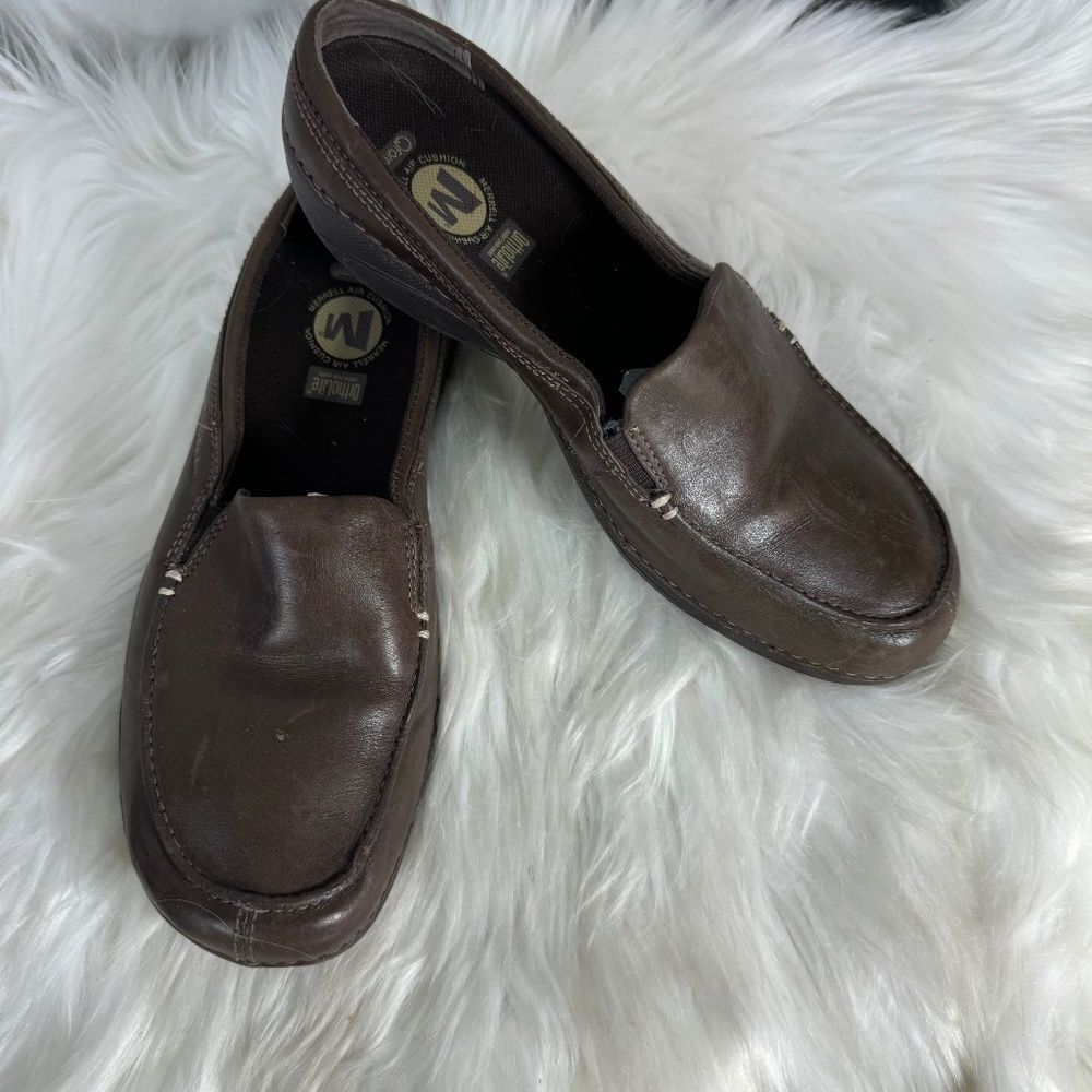 Merrell Brown Leather Slip On‎ Mule Loafers Sz 7.5